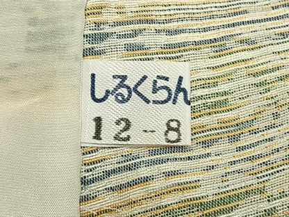 平和屋着物▽上質な小紋 単衣 横段文 正絹 逸品 AABA7683fy