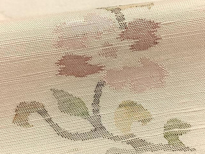 平和屋着物▽訪問着 単衣 紬地 作家物 草花文 正絹 逸品 AABA7684fy