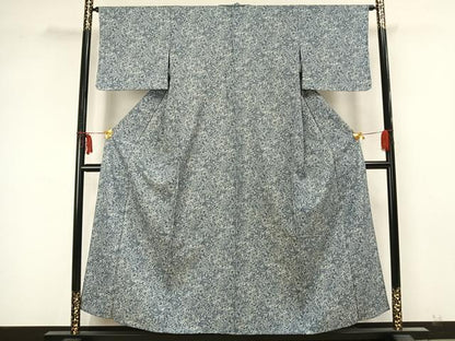 平和屋着物▽上質な小紋 単衣 草花文 正絹 逸品 AABA7687fy
