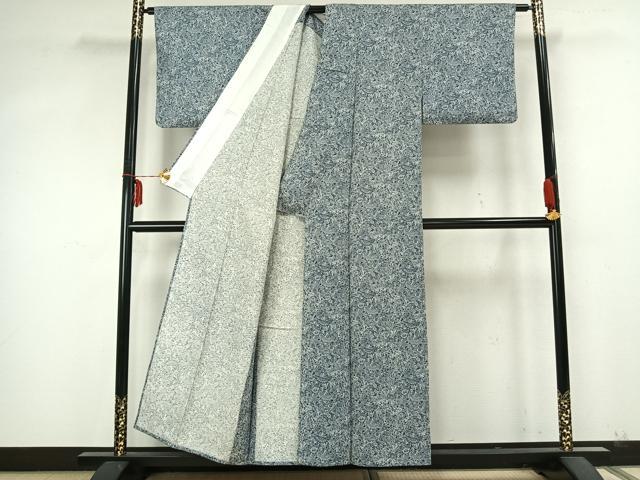 平和屋着物▽上質な小紋 単衣 草花文 正絹 逸品 AABA7687fy