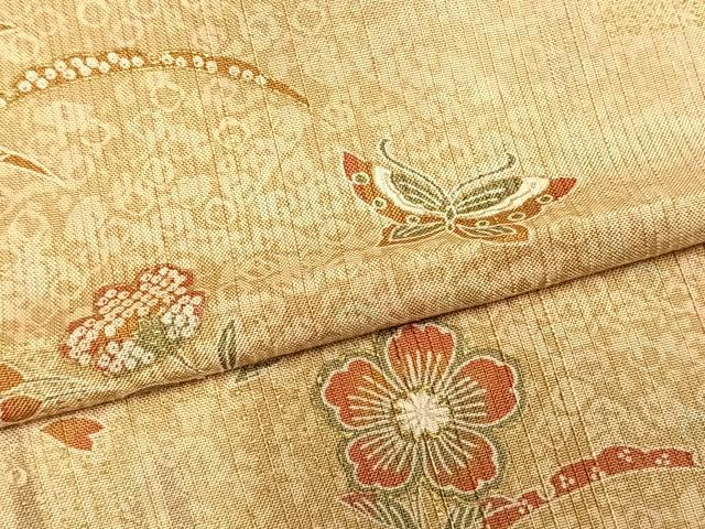 平和屋着物▽上質な小紋 単衣 花蝶文 金彩 正絹 逸品 AABA7688fy