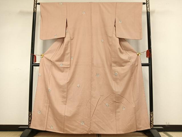 平和屋着物▽上質な紬 単衣 絞り 色紙重ね花文 正絹 逸品 AABA7693fy