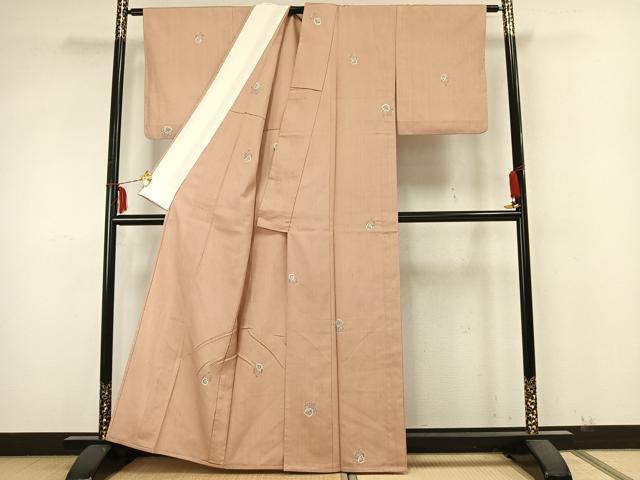 平和屋着物▽上質な紬 単衣 絞り 色紙重ね花文 正絹 逸品 AABA7693fy