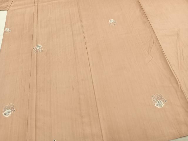 平和屋着物▽上質な紬 単衣 絞り 色紙重ね花文 正絹 逸品 AABA7693fy