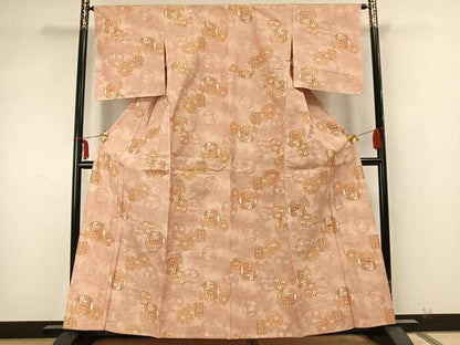 平和屋着物▽上質な紬 単衣 雪輪花文 正絹 逸品 未使用 AABA7694fy