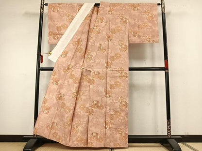 平和屋着物▽上質な紬 単衣 雪輪花文 正絹 逸品 未使用 AABA7694fy