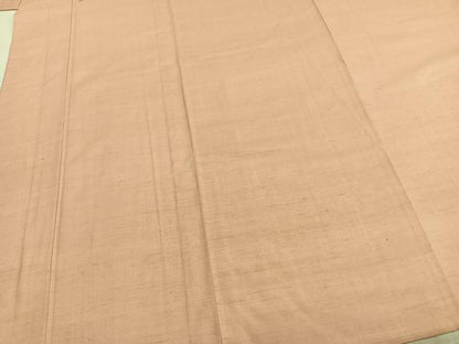 平和屋着物▽上質な紬 単衣 色無地 一斤染色 ロング丈 正絹 逸品 AABA7700fy