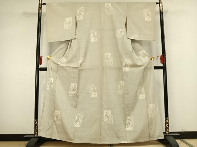 平和屋着物▽本塩沢 単衣 色紙重ね文 正絹 逸品 未使用 AABA7702fy
