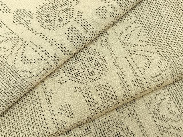 平和屋着物▽本塩沢 単衣 色紙重ね文 正絹 逸品 未使用 AABA7702fy