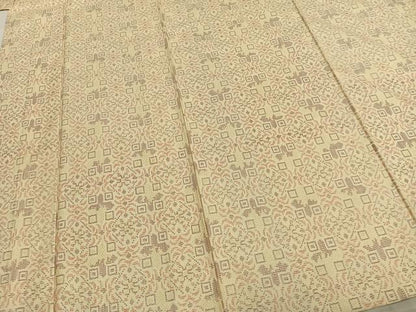 平和屋着物▽上質な紬　単衣　吉祥花文　正絹　逸品　AABA7703fy
