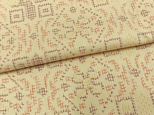 平和屋着物▽上質な紬　単衣　吉祥花文　正絹　逸品　AABA7703fy