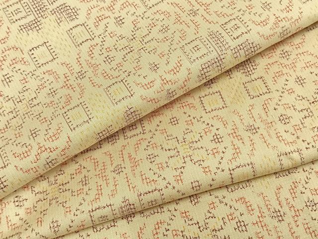 平和屋着物▽上質な紬　単衣　吉祥花文　正絹　逸品　AABA7703fy