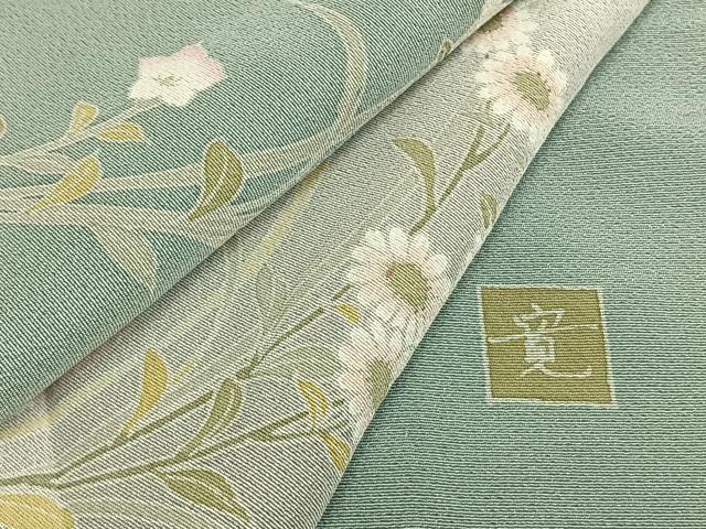平和屋着物▽訪問着 単衣 友禅 作家物 人物草花文 正絹 逸品 AABA7704fy