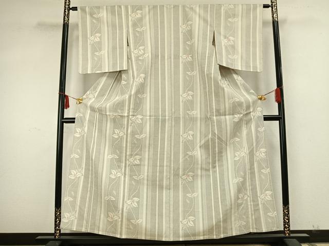 平和屋着物▽本塩沢 単衣 南天文 正絹 逸品 AABA7705fy