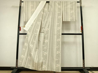 平和屋着物▽本塩沢 単衣 南天文 正絹 逸品 AABA7705fy