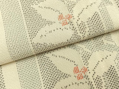 平和屋着物▽本塩沢 単衣 南天文 正絹 逸品 AABA7705fy