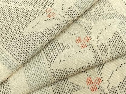 平和屋着物▽本塩沢 単衣 南天文 正絹 逸品 AABA7705fy