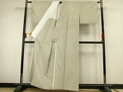 平和屋着物▽上質な紬 単衣 楓 松 正絹 逸品 AABA7708fy