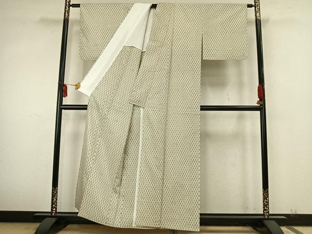 平和屋着物▽上質な紬 単衣 楓 松 正絹 逸品 AABA7708fy