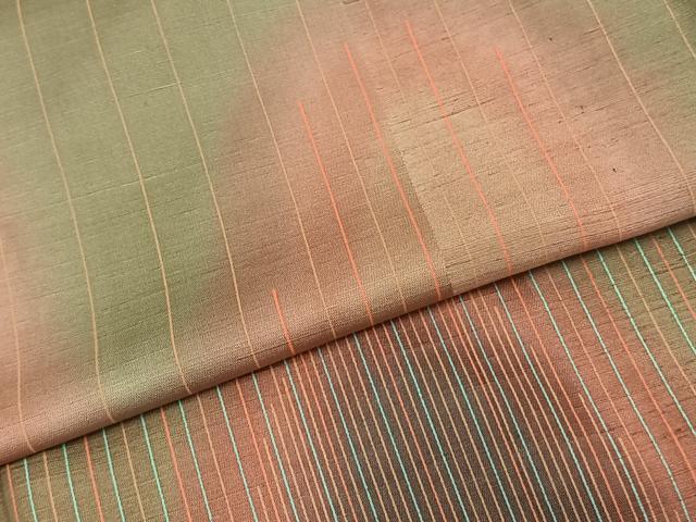 平和屋着物▽訪問着 単衣 紬地 抽象文様 暈し染め 正絹 逸品 AABA7709fy