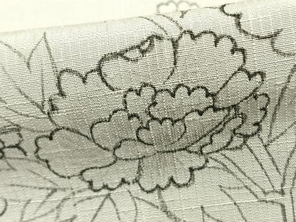 平和屋着物▽訪問着　単衣　紬地　手描き　風景草花文　正絹　逸品　AABA7711fy