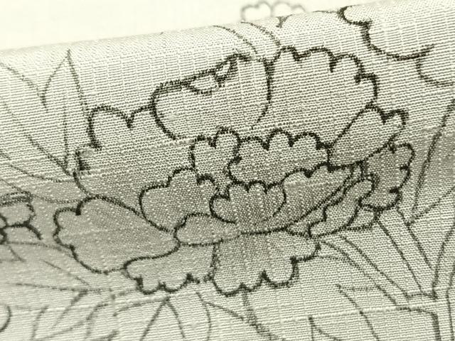 平和屋着物▽訪問着　単衣　紬地　手描き　風景草花文　正絹　逸品　AABA7711fy