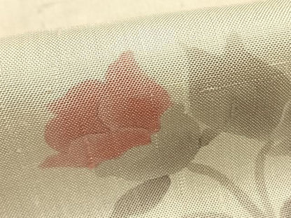 平和屋着物▽上質な紬　単衣　草花文　正絹　逸品　AABA7712fy