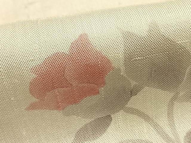 平和屋着物▽上質な紬　単衣　草花文　正絹　逸品　AABA7712fy