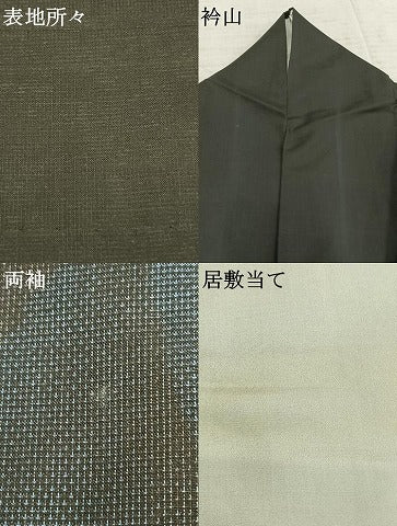 平和屋着物▽本場大島紬 単衣 9マルキ 舞蝶文 黒地 正絹 逸品 AABA7714fy