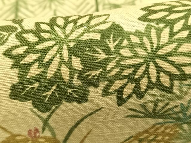 平和屋着物▽上質な紬 単衣 風景草花文 ロング丈 正絹 逸品 AABA7716fy