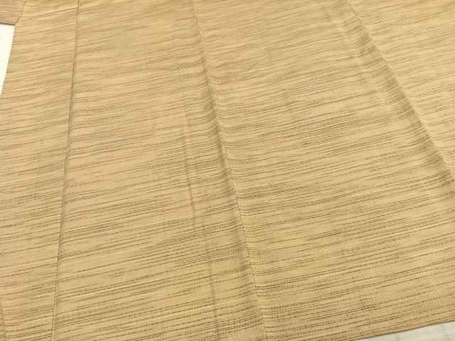 平和屋着物▽上質な紬 単衣 横縞 正絹 逸品 AABA7717fy