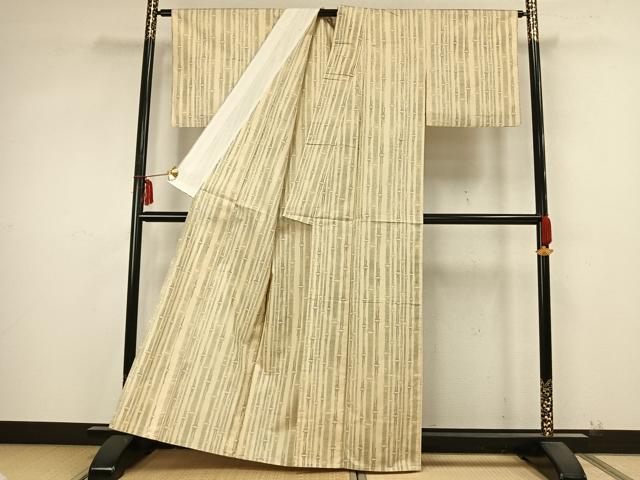 平和屋着物▽本場大島紬 単衣 竹 正絹 逸品 AABA7723fy