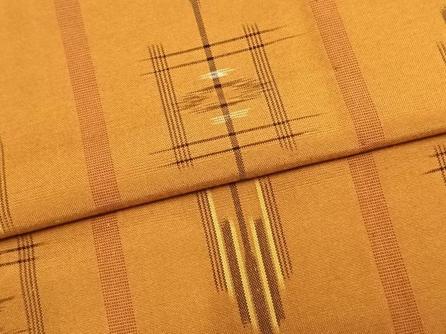 平和屋着物▽上質な紬　単衣　絣柄　正絹　逸品　AABA7724fy