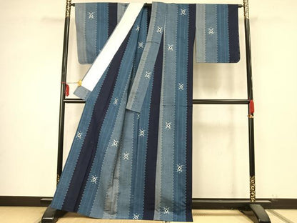 平和屋着物▽上質な紬 単衣 間道 正絹 逸品 未使用 AABA7725fy