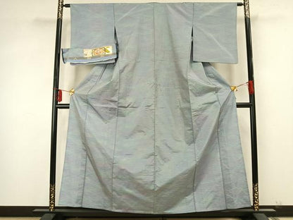 平和屋着物▽本場縞大島紬 単衣 霞文 井田哲則作 証紙付き 正絹 逸品 AABA7726fy