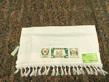 平和屋着物▽結城紬　単衣　草花熨斗文　証紙付き　正絹　逸品　未使用　AABA7728fy