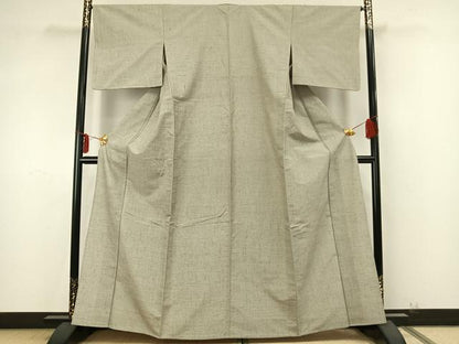 平和屋着物▽上質な紬 単衣 格子 正絹 逸品 AABA7729fy