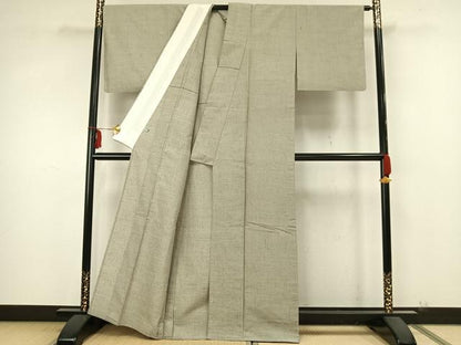 平和屋着物▽上質な紬 単衣 格子 正絹 逸品 AABA7729fy