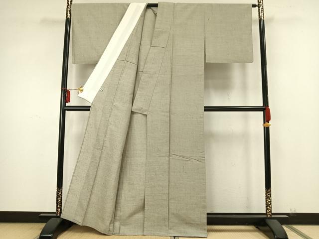 平和屋着物▽上質な紬 単衣 格子 正絹 逸品 AABA7729fy