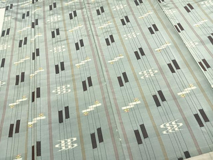 平和屋着物▽本場琉球絣 紬 単衣 ロング丈 正絹 逸品 AABA7732fy
