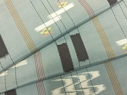 平和屋着物▽本場琉球絣 紬 単衣 ロング丈 正絹 逸品 AABA7732fy