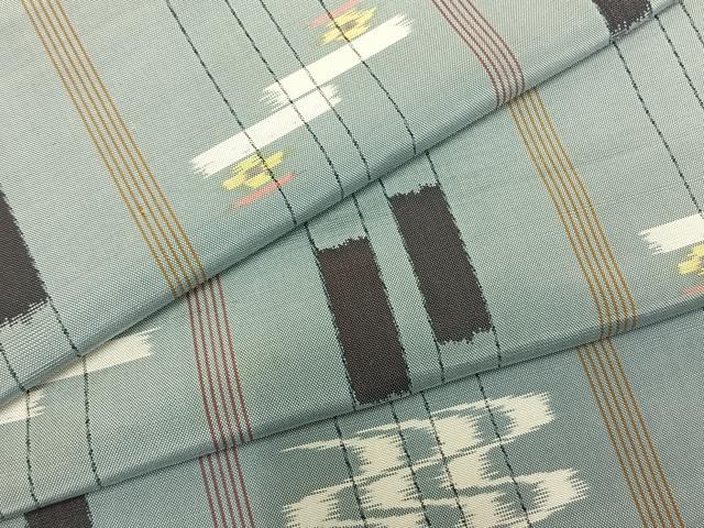 平和屋着物▽本場琉球絣 紬 単衣 ロング丈 正絹 逸品 AABA7732fy