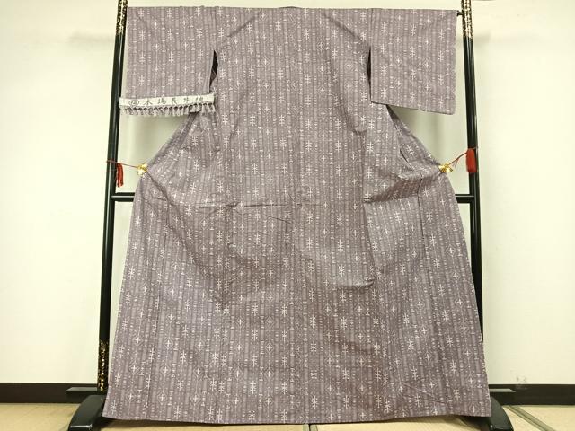平和屋着物▽本場長井紬 単衣 間道 反端付き 正絹 逸品 AABA7734fy