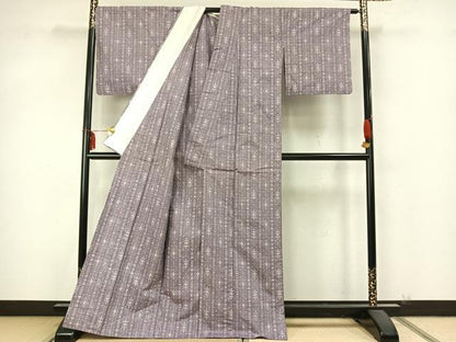 平和屋着物▽本場長井紬 単衣 間道 反端付き 正絹 逸品 AABA7734fy