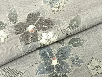 平和屋着物▽上質な紬 単衣 草花文 正絹 逸品 未使用 AABA7736fy