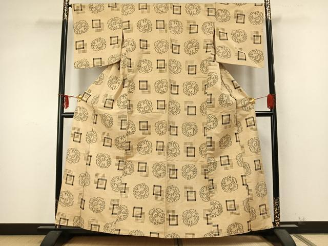 平和屋着物▽上質な紬 単衣 ふくら雀 正絹 逸品 AABA7737fy