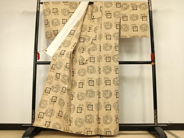 平和屋着物▽上質な紬 単衣 ふくら雀 正絹 逸品 AABA7737fy