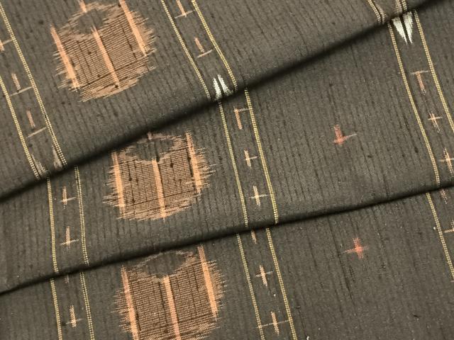 平和屋着物▽上質な紬 単衣 間道 正絹 逸品 AABA7738fy