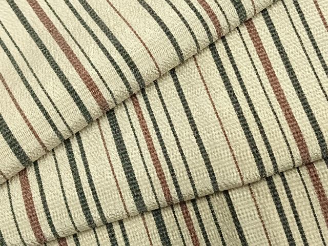 平和屋着物▽本塩沢 単衣 縞 正絹 逸品 AABA7739fy