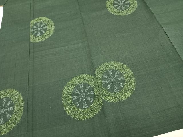 平和屋着物▽本場結城紬 重要無形文化財 単衣 100亀甲 源氏車 正絹 逸品 AABA7745fy